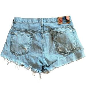 Upcycled Levi’s 569 Blue Jean Denim Distressed Shorts Women’s M/L Western Boho